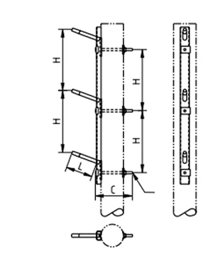 Двухцепная промежуточная траверса с вертикальным расположением фаз SH157.30