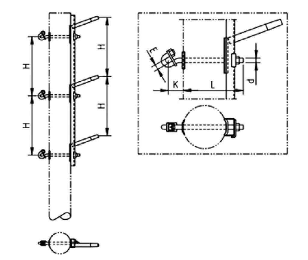 Двухцепная угловая промежуточная траверса с вертикальным расположением фаз SH158