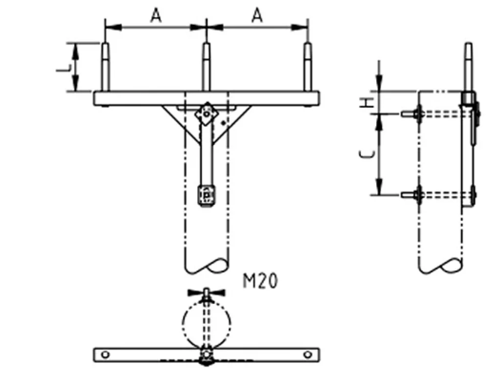 Одноцепная промежуточная траверса с горизонтальным расположением фаз SH151.0