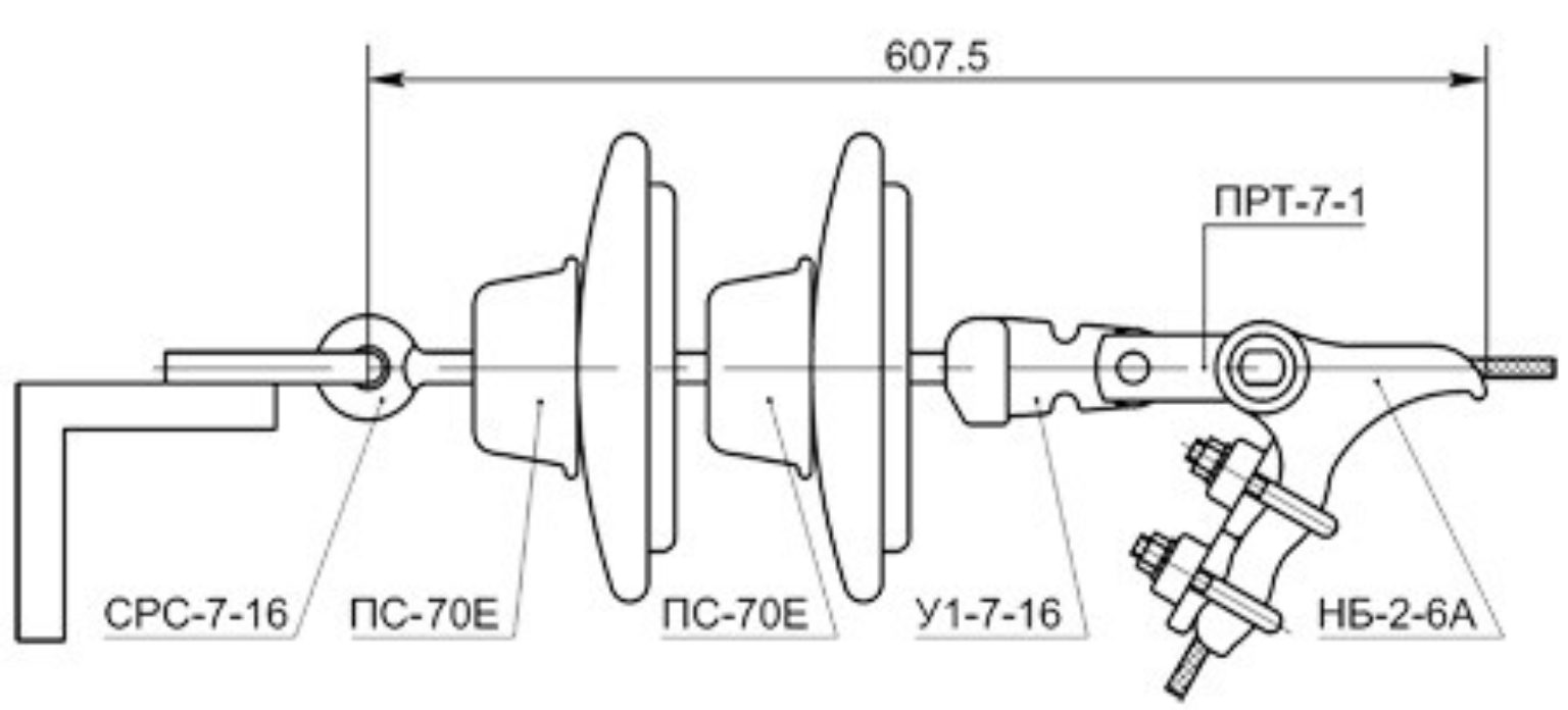 Натяжная изолирующая подвеска на ПС-70е